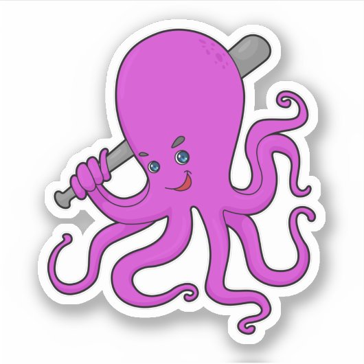 Octopus Baseball Baseball Sticker (Voorkant)
