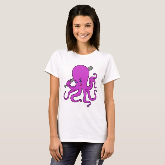 Octopus Baseball Baseball T-shirt (Voorkant volledig)