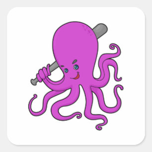 Octopus Baseball Baseball Vierkante Sticker