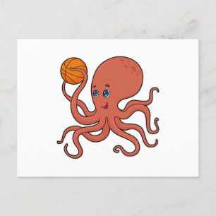 Octopus Basketball speler Basketball Briefkaart
