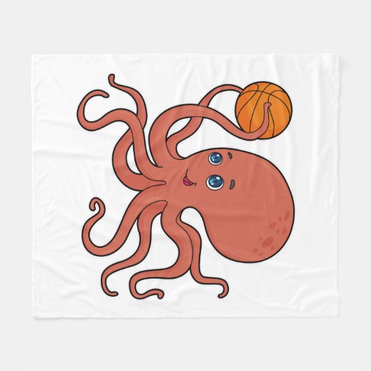 Octopus Basketball speler Basketball Fleece Deken (Voorkant (Horizontaal))