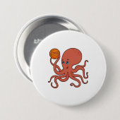 Octopus Basketball speler Basketball Ronde Button 7,6 Cm (Voorkant /achterkant)