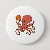 Octopus Basketball speler Basketball Ronde Button 7,6 Cm (Voorkant)