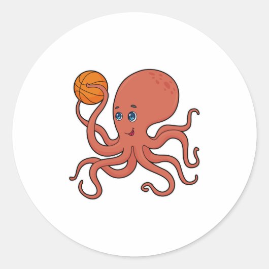 Octopus Basketball speler Basketball Ronde Sticker (Voorkant)