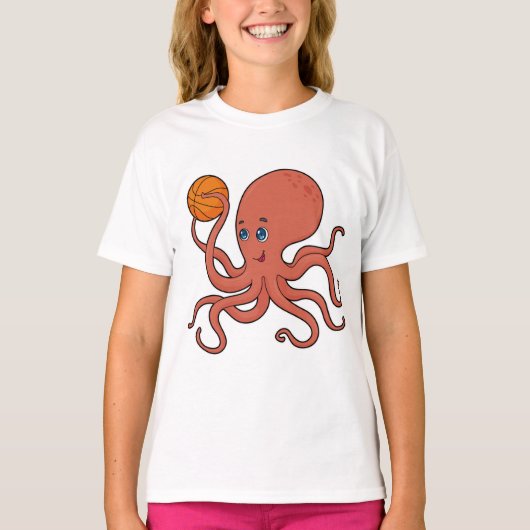Octopus Basketball speler Basketball T-shirt (Voorkant)