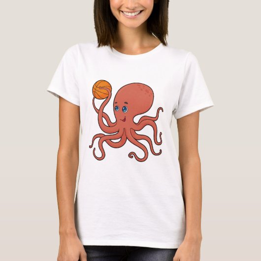Octopus Basketball speler Basketball T-shirt (Voorkant)