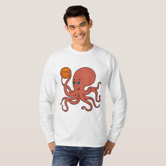 Octopus Basketball speler Basketball T-shirt (Voorkant volledig)