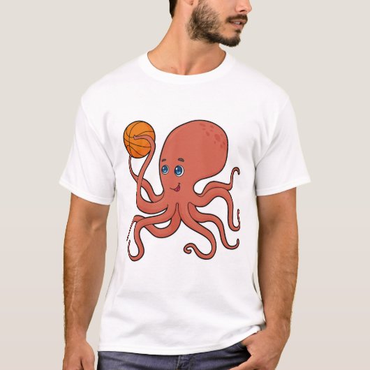 Octopus Basketball speler Basketball T-shirt (Voorkant)