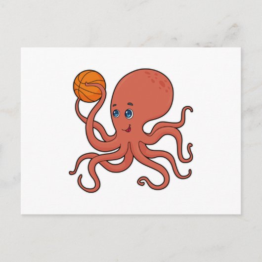 Octopus Basketbalspeler Basketbal Briefkaart (Voorkant)