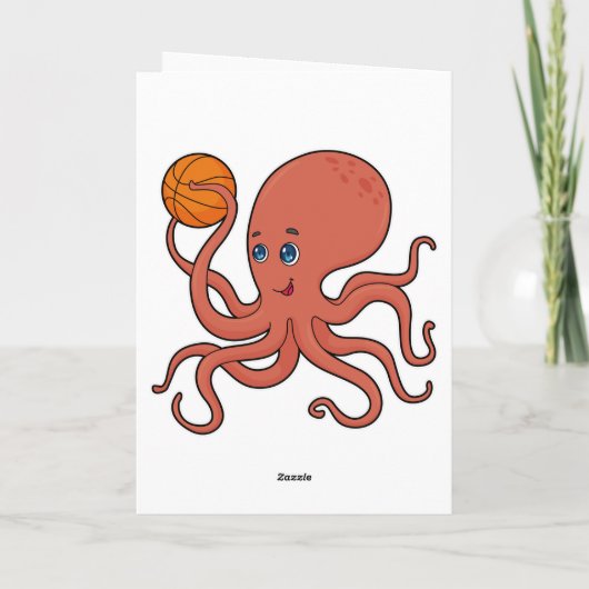 Octopus Basketbalspeler Basketbal Kaart (Achterkant)