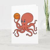 Octopus Basketbalspeler Basketbal Kaart (Voorkant)