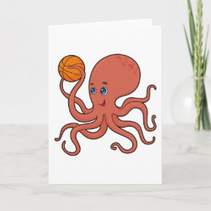 Octopus Basketbalspeler Basketbal Kaart