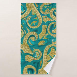 Octopus Bath Towel Set Golden Tentacles Bad Handdoek