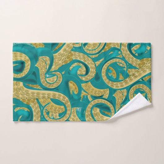 Octopus Bath Towel Set Golden Tentacles Bad Handdoek (Handdoek)