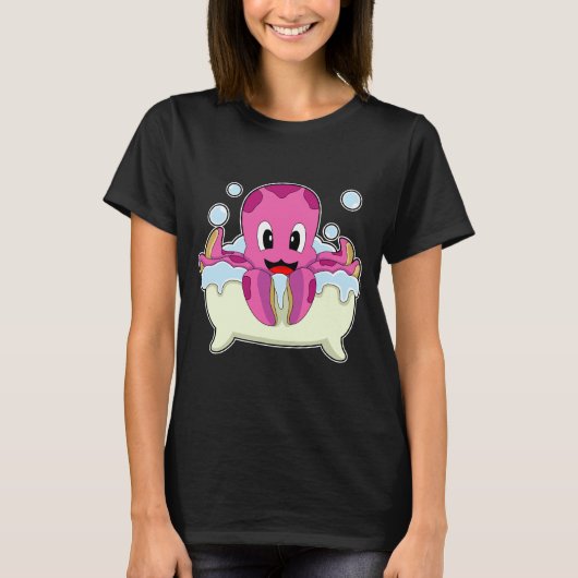 Octopus Bathe Bathtub T-shirt (Voorkant)