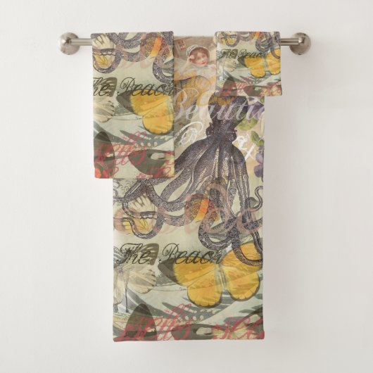 Octopus Beach Antiek kuststeampunk Bad Handdoek (Insitu)