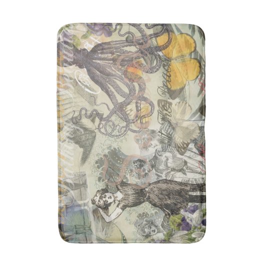Octopus Beach Antiek kuststeampunk Badmat (Voorkant Verticaal)