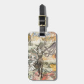 Octopus Beach Antiek kuststeampunk Bagagelabel (Voorkant verticaal)