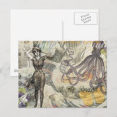 Octopus Beach Antiek kuststeampunk Briefkaart (Voorkant / Achterkant)
