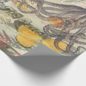 Octopus Beach Antiek kuststeampunk Cadeaupapier (Hoek)