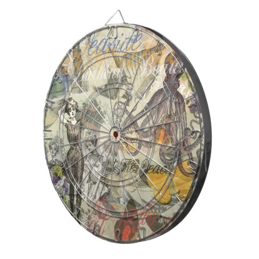 Octopus Beach Antiek kuststeampunk Dartbord (Voorkant Rechts)