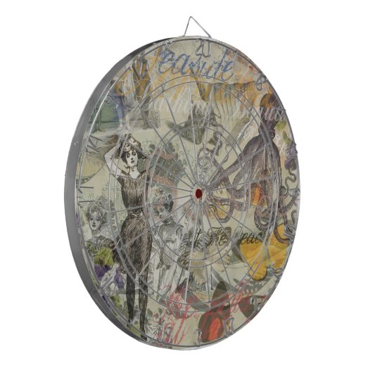 Octopus Beach Antiek kuststeampunk Dartbord (Voorkant Links)