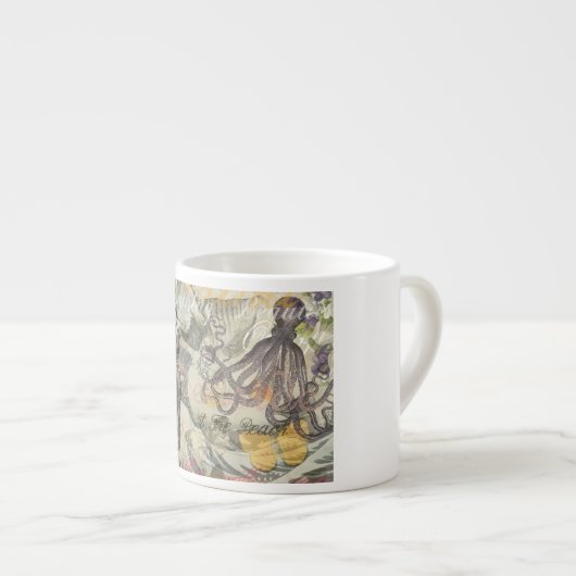 Octopus Beach Antiek kuststeampunk Espresso Kop (Voorkant rechts)