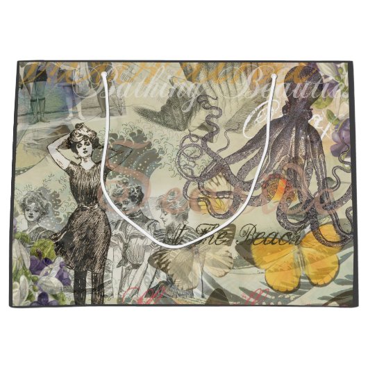 Octopus Beach Antiek kuststeampunk Groot Cadeauzakje (Voorkant)