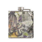 Octopus Beach Antiek kuststeampunk Heupfles (Achterkant)