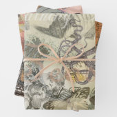 Octopus Beach Antiek kuststeampunk Inpakpapier Vel (In situ)