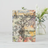 Octopus Beach Antiek kuststeampunk Kaart (Staand voorkant)