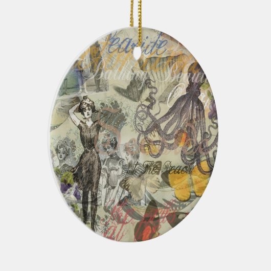 Octopus Beach Antiek kuststeampunk Keramisch Ornament (Rechts)