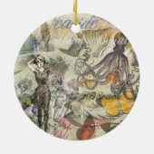 Octopus Beach Antiek kuststeampunk Keramisch Ornament (Achterkant)