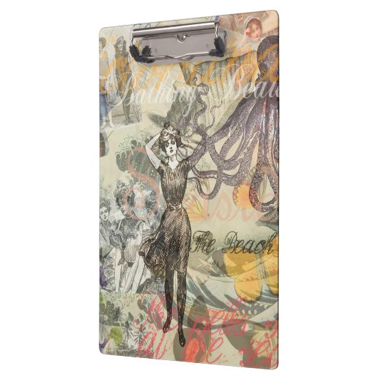 Octopus Beach Antiek kuststeampunk Klembord (Links)