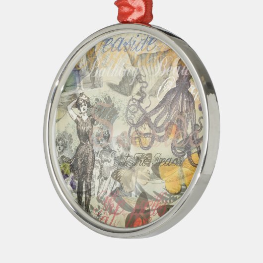 Octopus Beach Antiek kuststeampunk Metalen Ornament (Links)