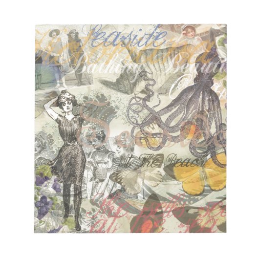 Octopus Beach Antiek kuststeampunk Notitieblok (Voorkant)