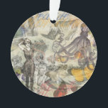 Octopus Beach Antiek kuststeampunk Ornament<br><div class="desc">Dit afbeelding combineert afbeeldingen ouderwets strandplezier. Dit octopus- en badbeautyafbeelding is een collage van antiek afbeeldingen uit de jaren 1800 en vroege jaren 1900. De octopus ziet hoe Victoriaans badschoonheden hun antiek badpakken shows voor een dag op het strand. Leuk en mooi en een beetje eng! Deze steampunk strand collage...</div>