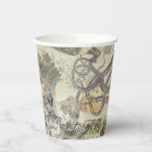 Octopus Beach Antiek kuststeampunk Papieren Bekers (Links)