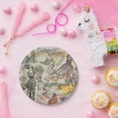 Octopus Beach Antiek kuststeampunk Papieren Bordje (Feest)