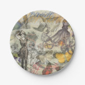 Octopus Beach Antiek kuststeampunk Papieren Bordje (Voorkant)