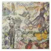 Octopus Beach Antiek kuststeampunk Tegeltje (Voorkant)