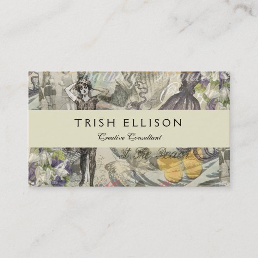 Octopus Beach Antiek kuststeampunk Visitekaartje (Voorkant)