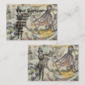 Octopus Beach Antiek kuststeampunk Visitekaartje (Voorkant / Achterkant)