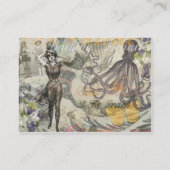 Octopus Beach Antiek kuststeampunk Visitekaartje (Achterkant)