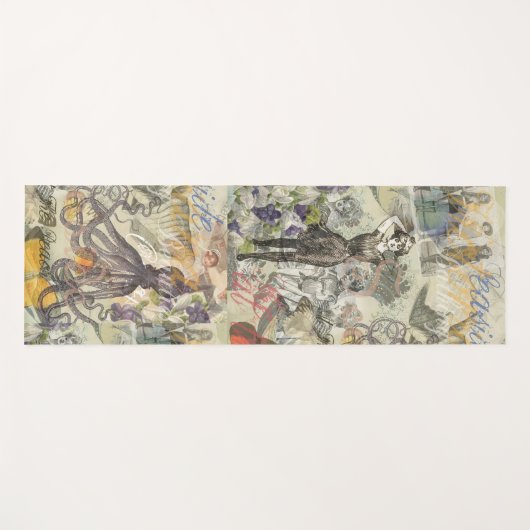 Octopus Beach Antiek kuststeampunk Yogamat (Voorkant (horizontaal))