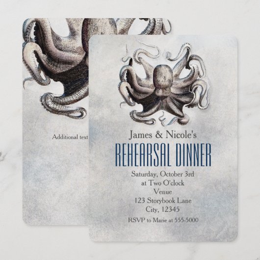 Octopus Beach bruiloft repetitie Kaart (Voorkant / Achterkant)