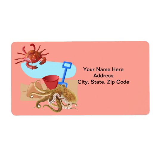 Octopus Beach Crab Labels (Voorkant)