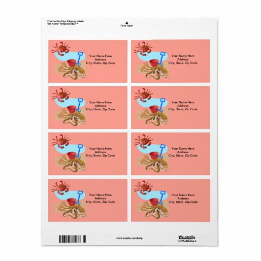 Octopus Beach Crab Labels (Full Sheet)