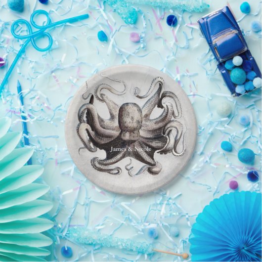 Octopus Beach Elegant Custom Party Borden Papieren Bordje (Feest)