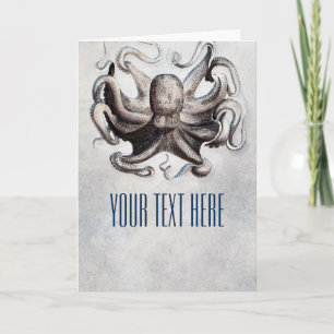Octopus Beach Nautical Greeting Fold Kaart